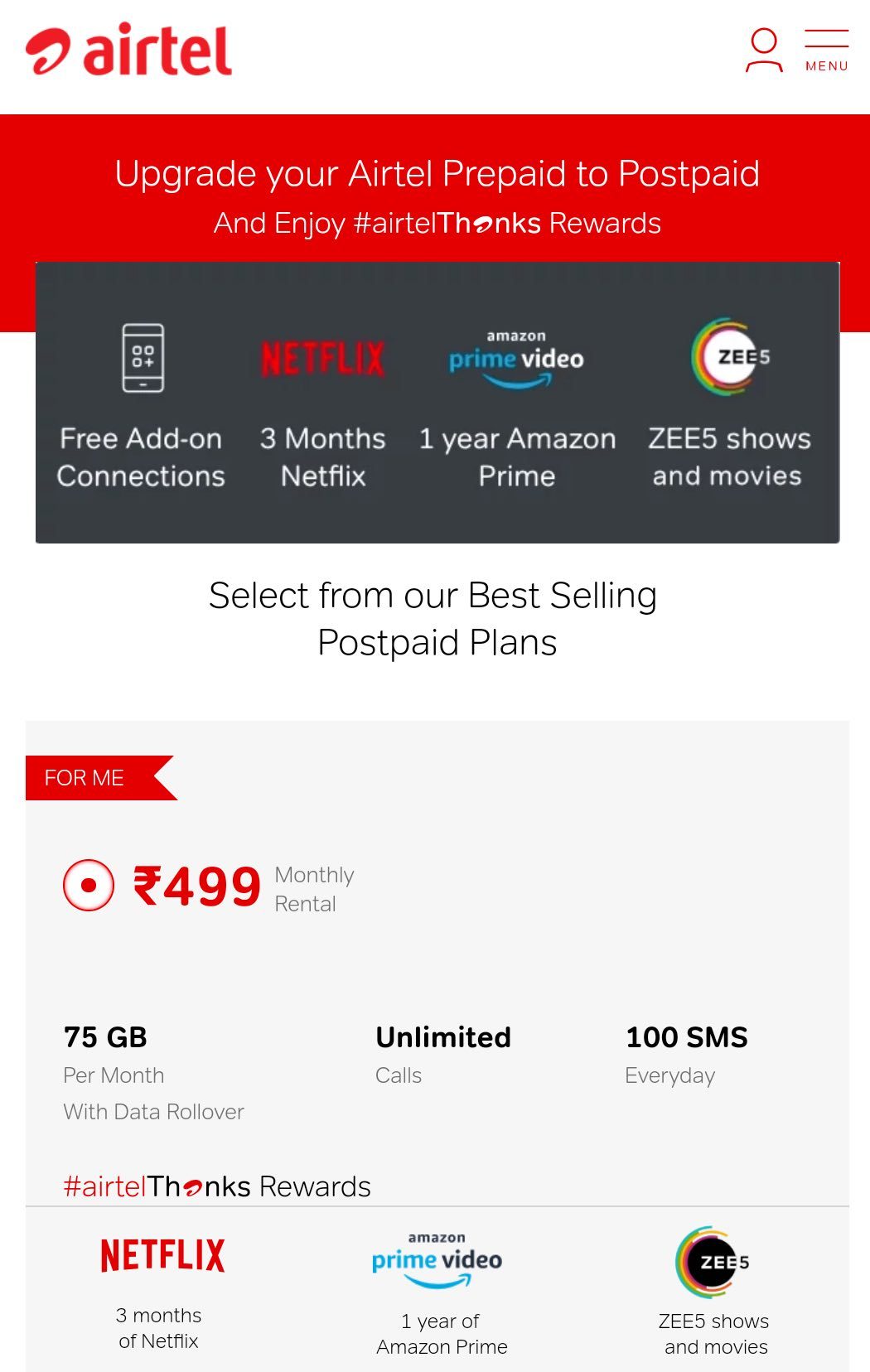 airtel netflix plan