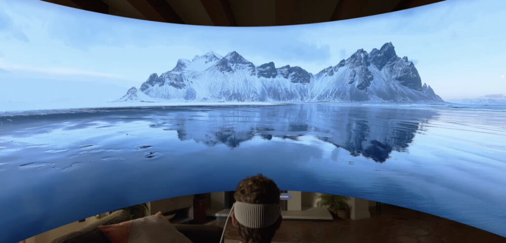 Image of a person watching a documentary with the Apple Vision Pro