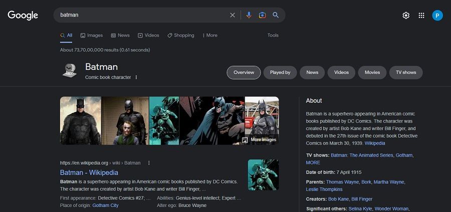 batman google easter egg