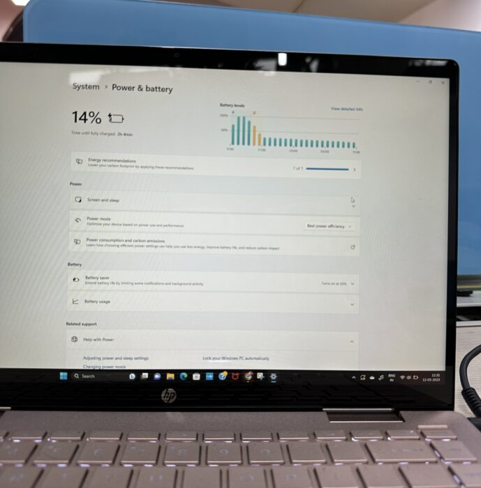 HP Pavilion x360 power settings