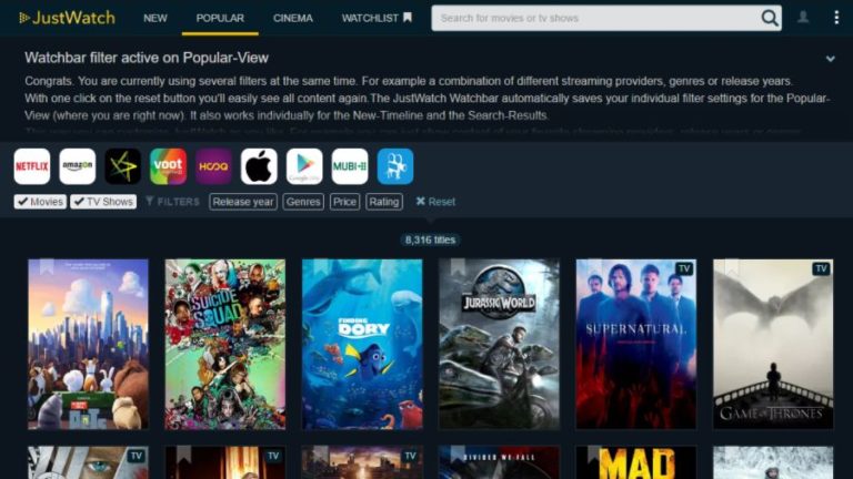 JustWatch: A Search Engine To Find Movies And Shows On Netflix, Prime, Hulu, Etc